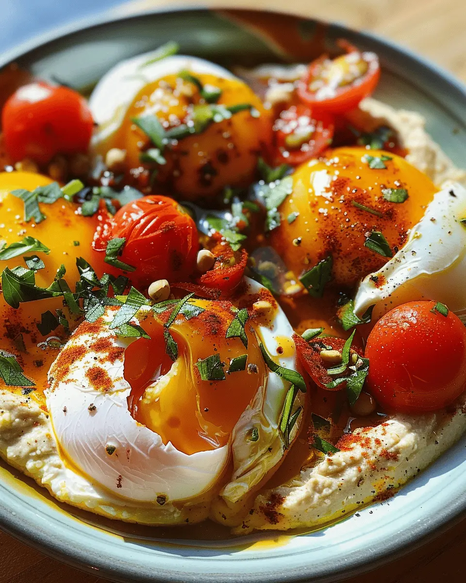 Poached Eggs with Roasted Tomatoes: Easy Delight with Hummus