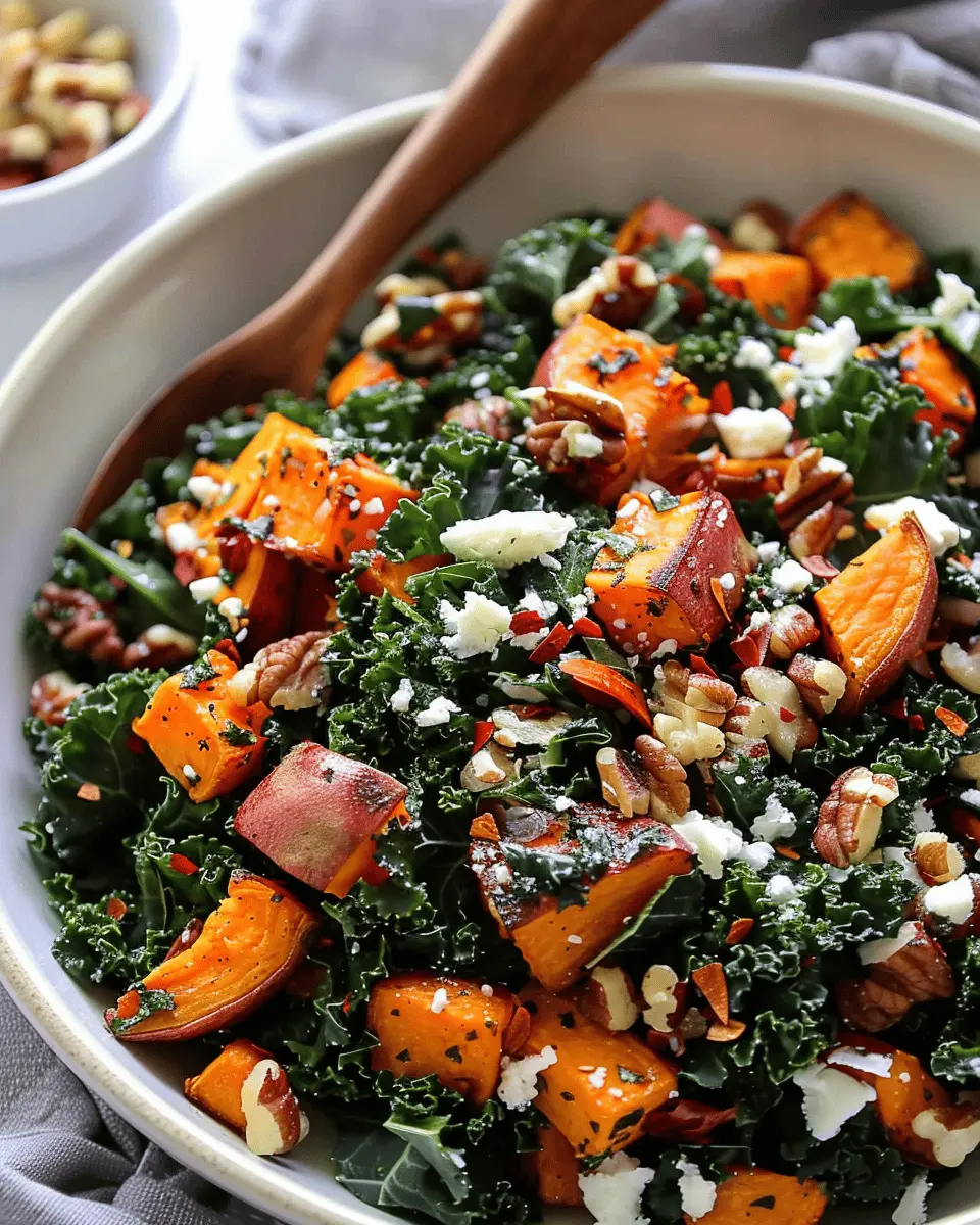 Roasted Sweet Potato Kale Salad with Crunchy Turkey Bacon Delight