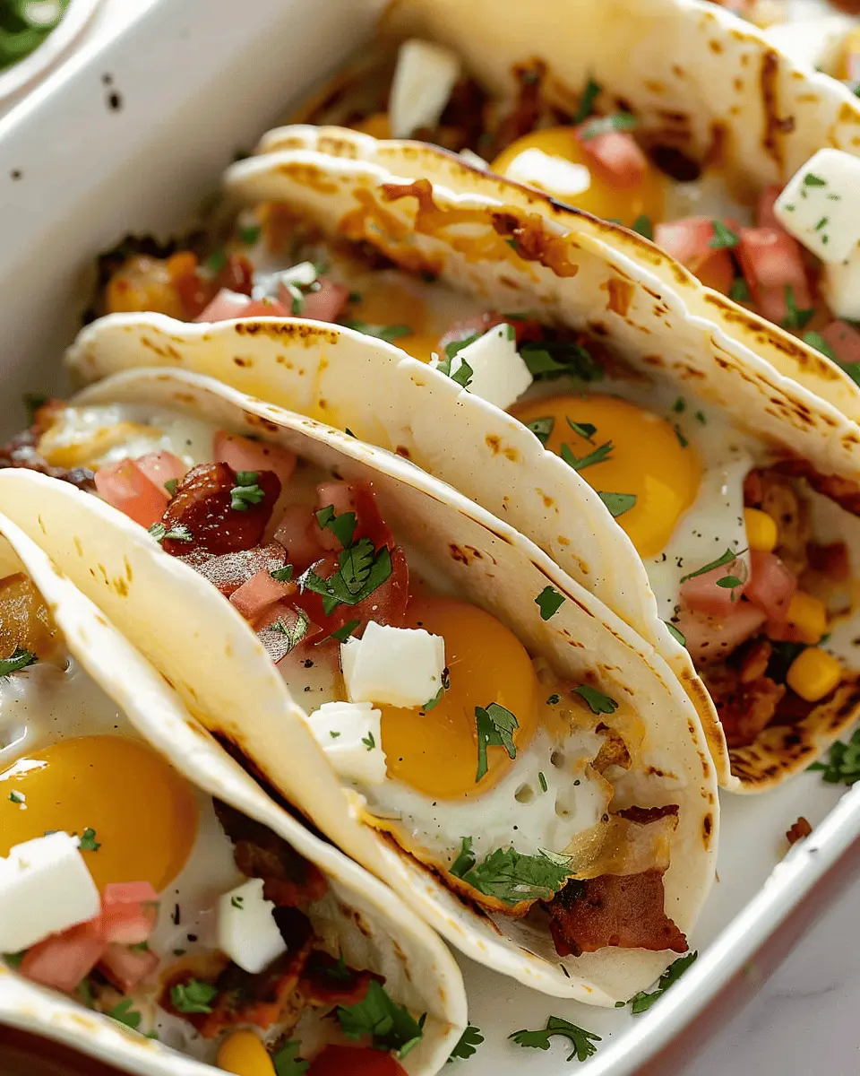 Tasty Baked Breakfast Tacos with Turkey Bacon and Chicken Ham