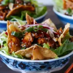 Teriyaki Chicken Wonton Taco Bowls
