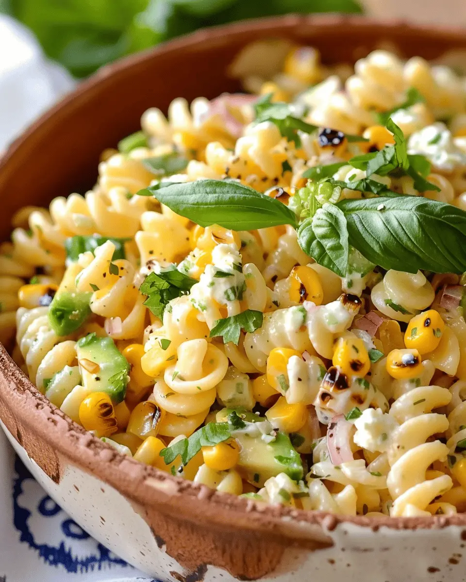 Creamy Street Corn Pasta Salad with Turkey Bacon for Summer Fun